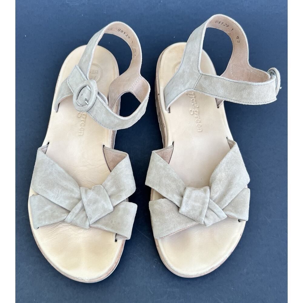 PAUL GREEN Trento Ankle Strap Platform Suede Sandal Tan Women's Size 9 US